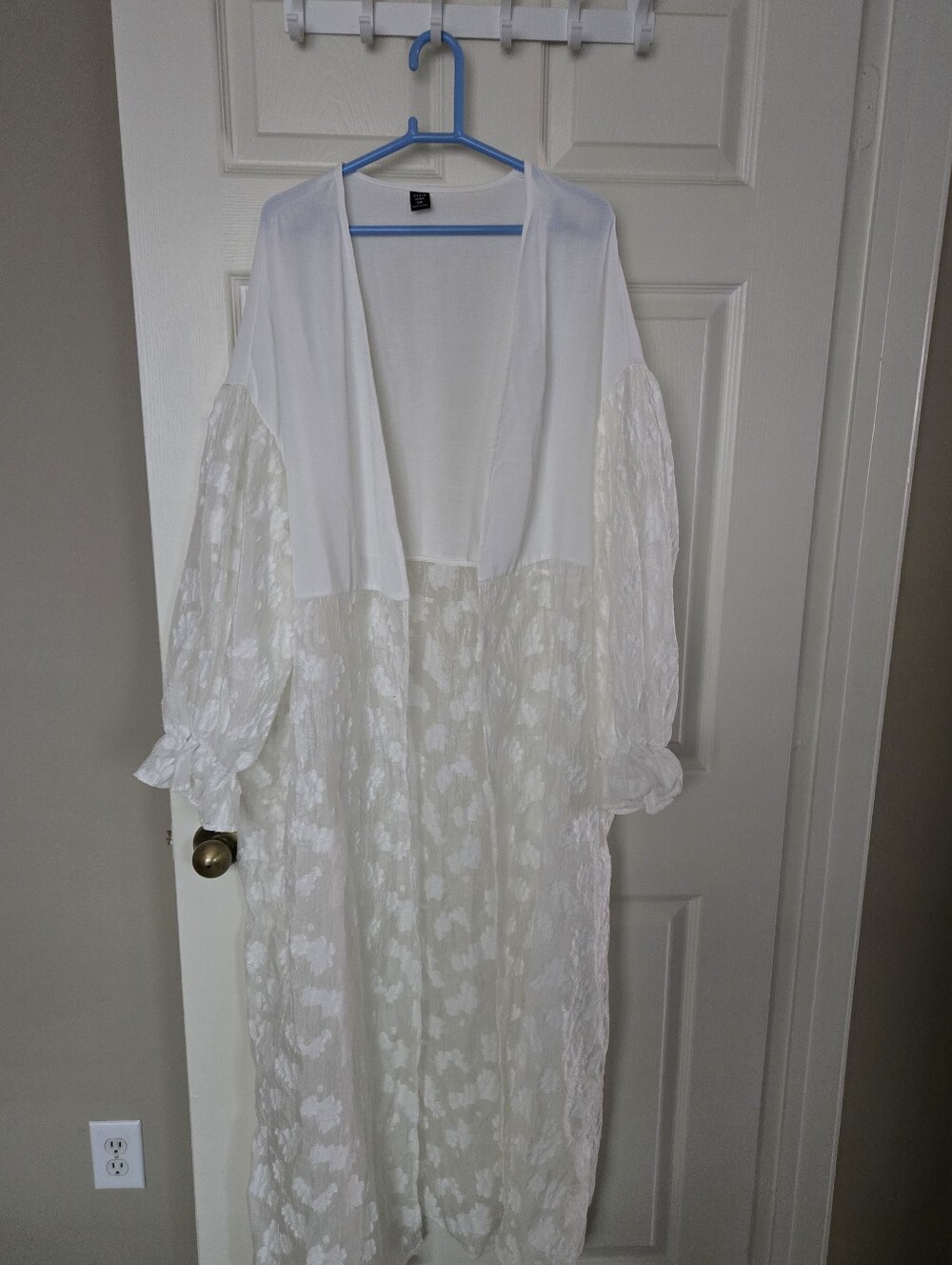 White Floral Maxi Dress with Sheer Sleeves